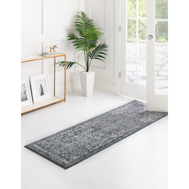 Tapis oriental bleu Charters Towers, Tapis de couloir 2 pi 7 po x 10 pi