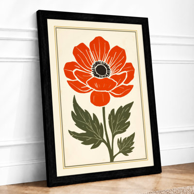 Red Poppy Botanical - Framed Print