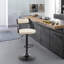 Carridice Mid-century Swivel Adjustable Height Bar Stool with Open Back in Faux Leather, Wood, Metal-1481769406-1481769404