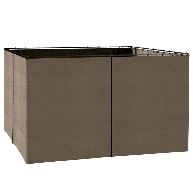 10' X 12' Outdoor Gazebo Sidewall, Dark Brown, Panels, Hooks, For Privacy Protection Brown 12', With Sun Cover