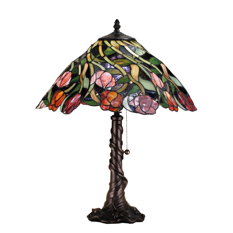 Amethyst Tulip Spiral 21" Bronze Table Lamp with Rhapsody Pink Accents