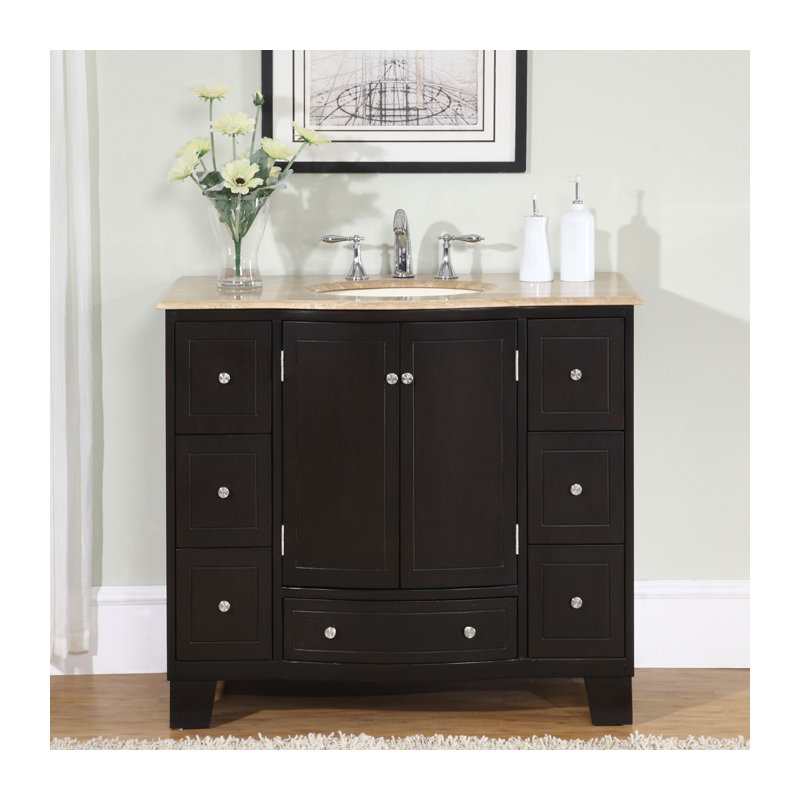 Balboa 40'' Single Bathroom Vanity with Stone Top, Ivory