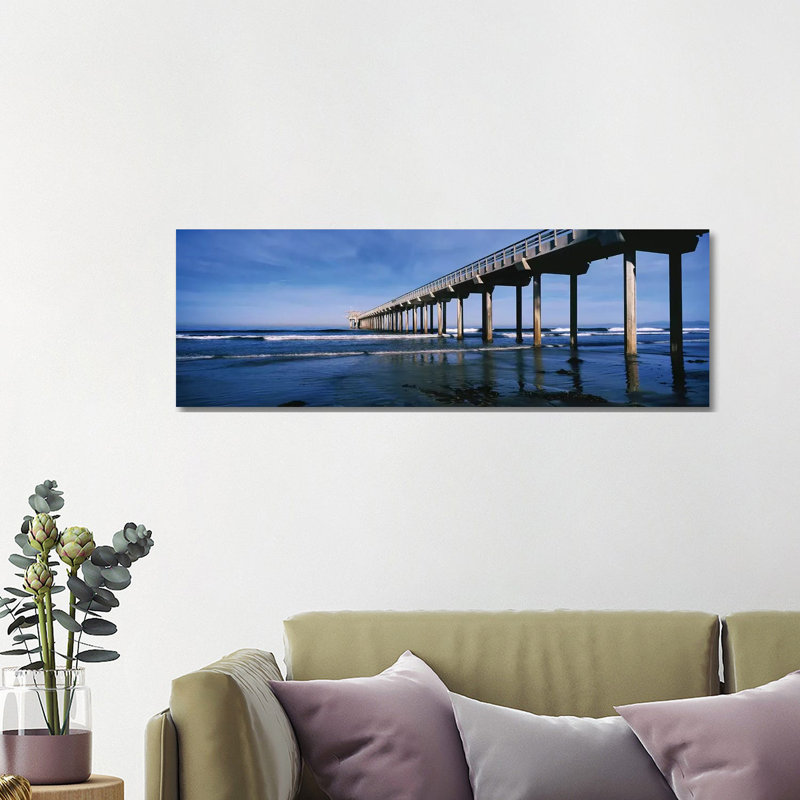 Scripps Pier, La Jolla, San Diego, California, USA by Panoramic Images - Wrapped Canvas Panoramic Print