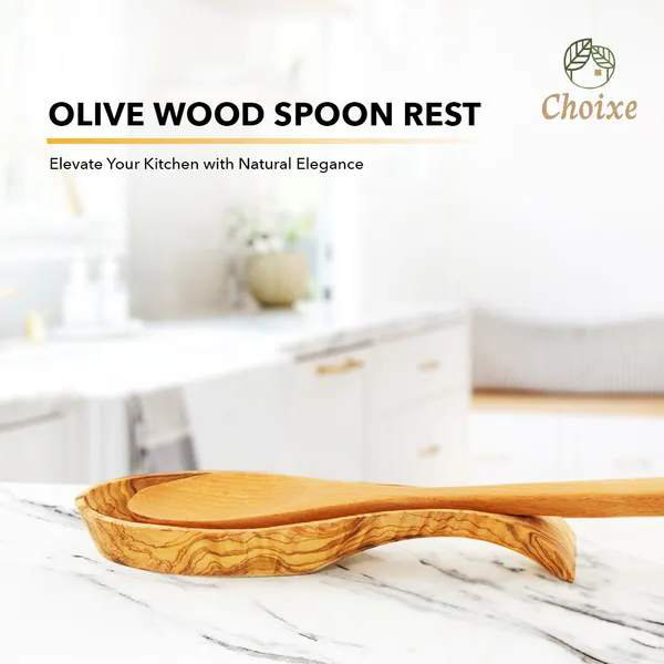 Repose-cuillère en bois d'olivier