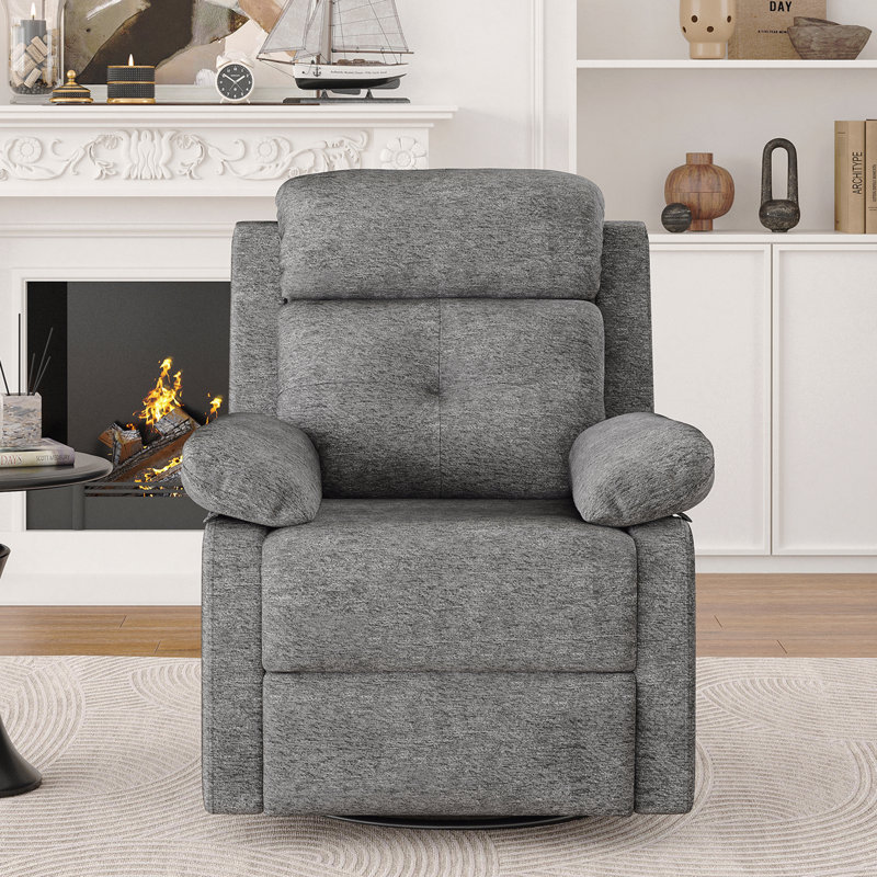 Small Swivel Rocker Recliner - For Adults , Small Spaces/Bedroom/Living Room, Gray