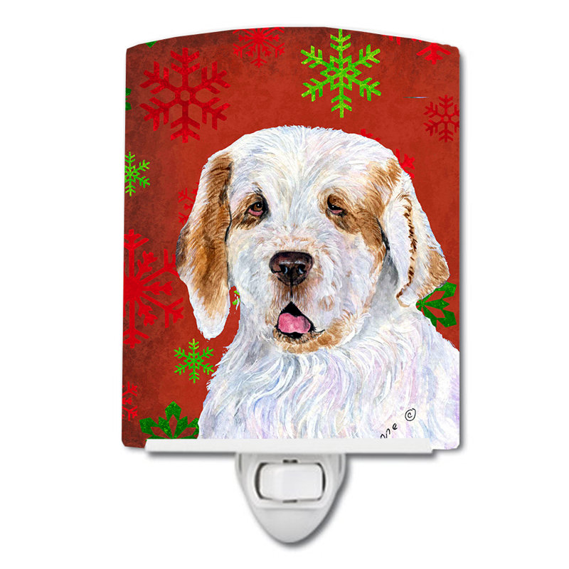 Clumber Spaniel Snowflakes Holiday Christmas Ceramic Night Light