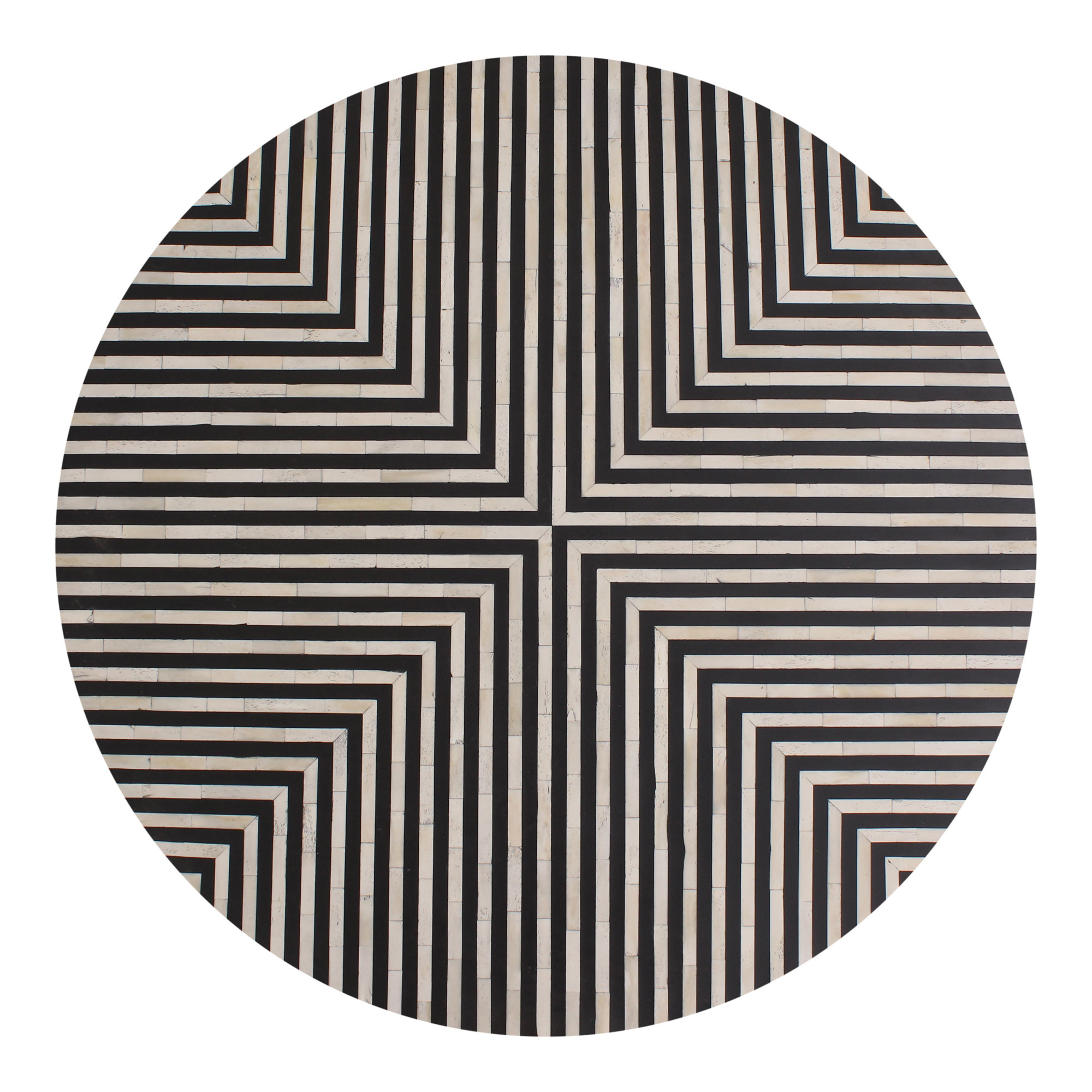 Bron Round Bone Inlay Coffee Table, 12" H x 36" L x 36" W