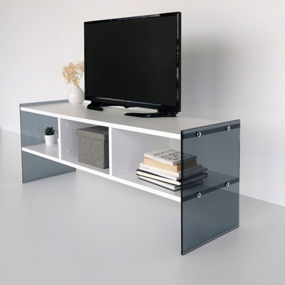 Trotwood TV Unit White 120 Cm Tv400 - Transparent & White