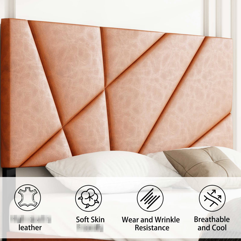 Queen Size Bed Frame Of Metal And , Antique Brown, Square Platform With Under - Storage, Modern Design Concept, No Box Spring Needed Brown Upholstered Frame, Easy Assembly, Even Weight Bearing