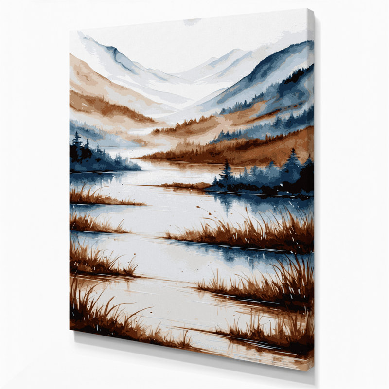 Aquarelle, paysage, 40, toile blanche, art mural, H 11 po x l 14 po