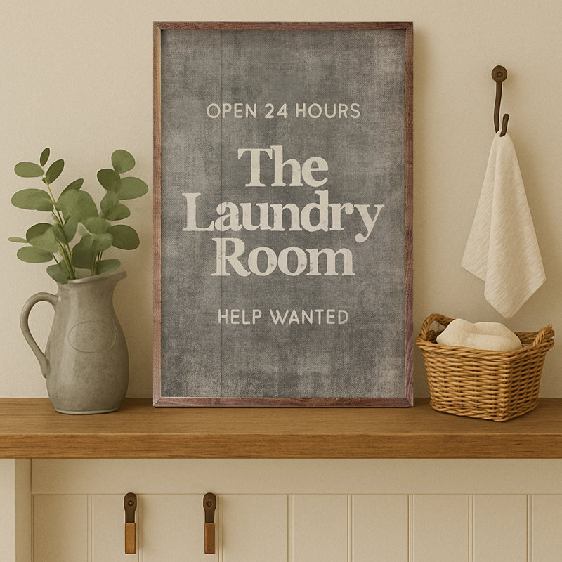 «The Laundry Room», art mural, Gris, H 16 po x l 10 po