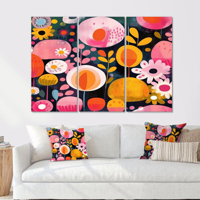Illustration de fleur rétro ludique - ensemble d'art mural botanique