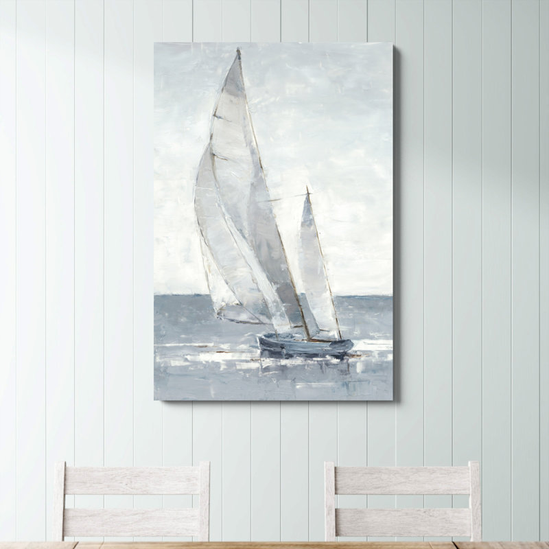 «Gray Seas I» par Ethan Harper, impression de paysage côtier doux, H 48 po x l 32 po, Impression encadrée avec passe-partout