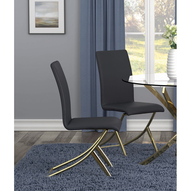 19'' H Faux Leather Upholstered Side Chair, Black