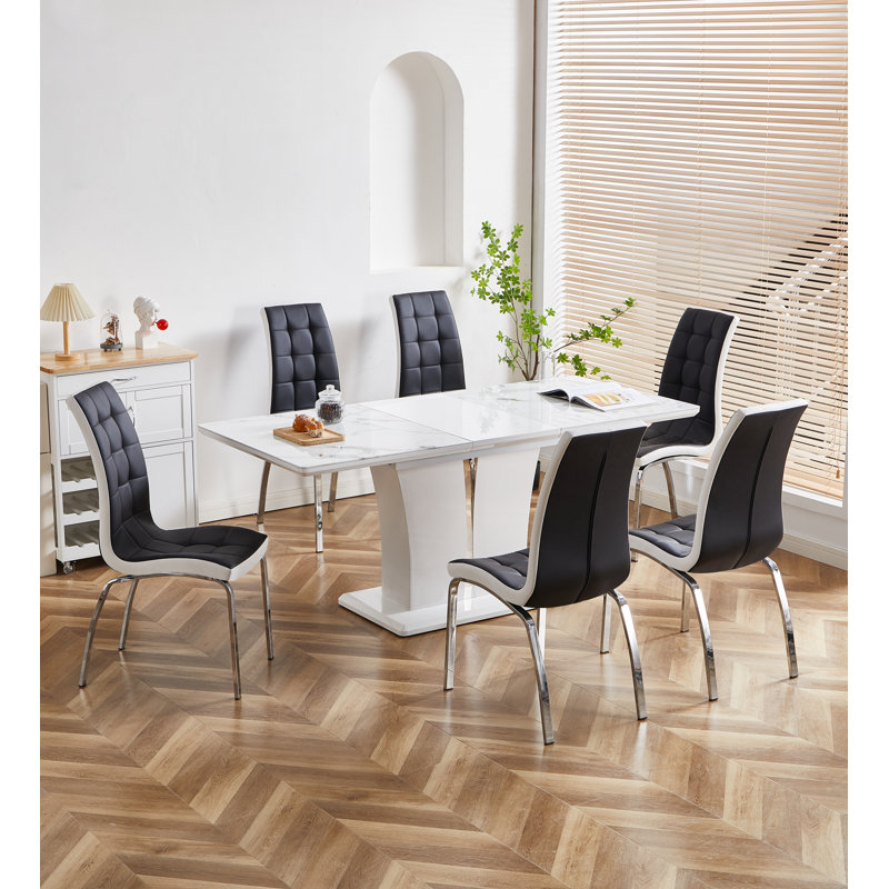 Braulio 6 - Person Dining Set, Black/Silver