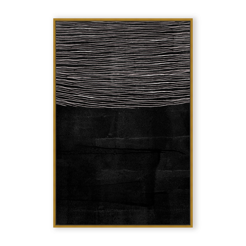 Abstract Blackened Line by  - Picture Frame Painting on Paper, 48" H x 32" W x 1.125" D, Framed Print, Gold