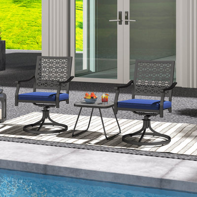 2 Pcs Outdoor Swivel Chairs Patio Dining Chairs With Padded Cushions High Back