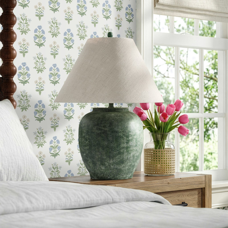 Concrete Table Lamp, Wheat, Green