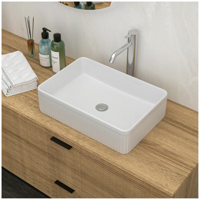 19.63"X13.69" White Ceramic Rectangular Vessel Bathroom Sink