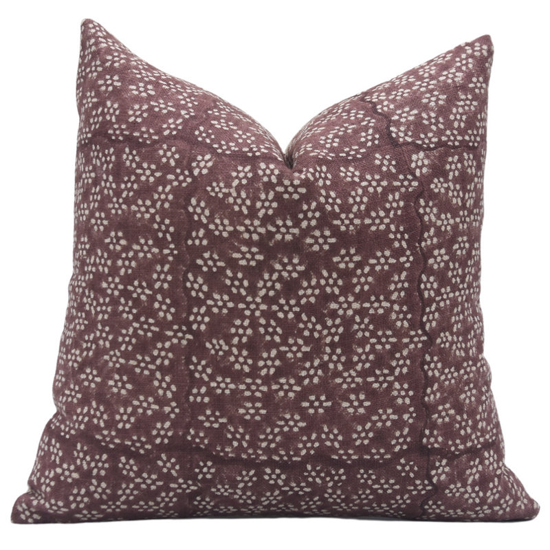 Coussin décoratif en lin imprimé à la main Fabubline Olavrasti - 24 x 24 po, Carrée, 24 po x 24 po