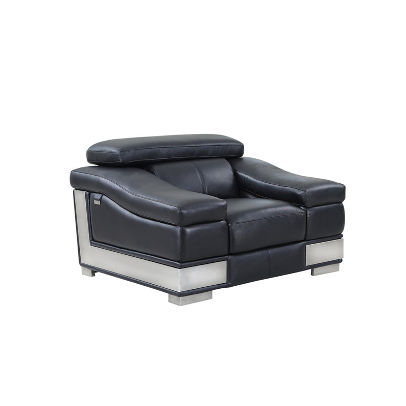 Chaise en cuir italien à grain supérieur, Noir