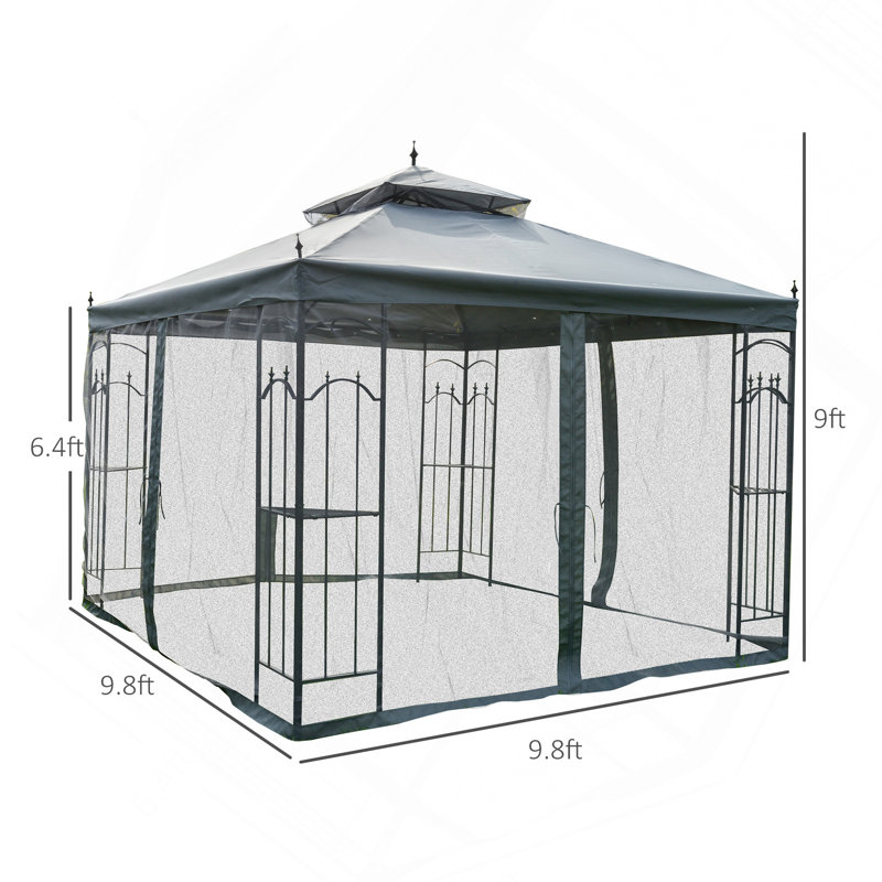 Abri de jardin pour patio avec tablettes d'angle, abri de jardin à double toit