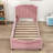 Modern Twin Velvet Upholstered Platform Bed with Classic Stripe Headboard-1139357966
