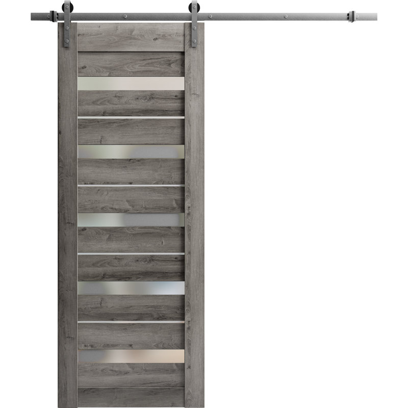 Porte de grange en bois givré Quardo, 18 po x 80 po, Gris Nebraska