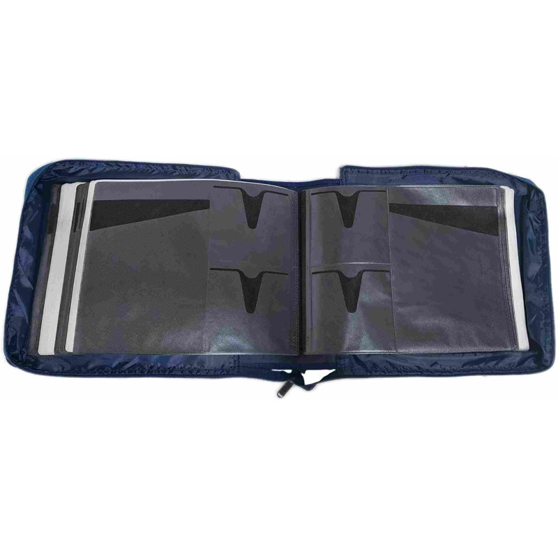 Étui de rangement pour DVD et CD avec pages de titre extra larges pour films Blu-ray, musique et disques audio (classeur de transport portable, album, organisateur de maison) - Bleu, 192 emplacements pour disques, 96 pochettes pour livrets