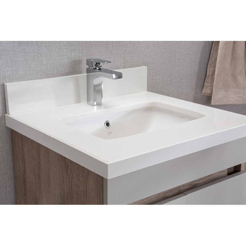 Lajoyce 600mm Single Bathroom Vanity with Drop In Porcelain Basin, Oak