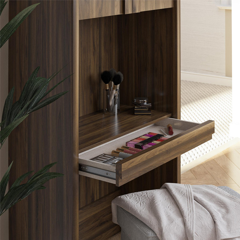 Paramount Vanity/Desk Storage Cabinet with Drawer, Walnut