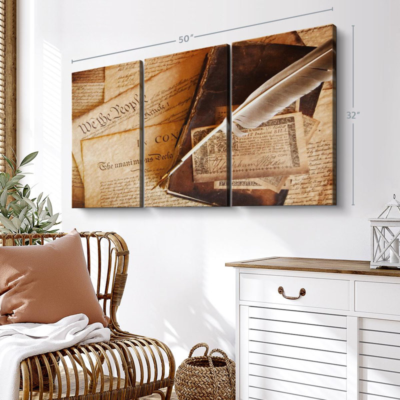 " Quill Written Constitution ", 32" H x 50" W x 1.25" D