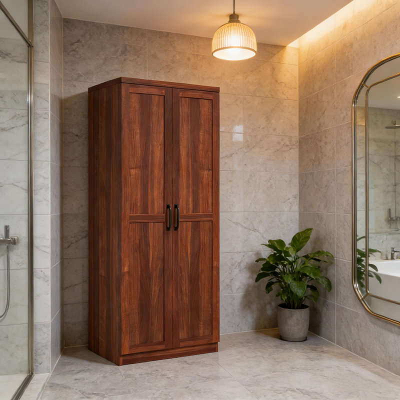 Armoire de rangement de cuisine avec double porte, Tanné