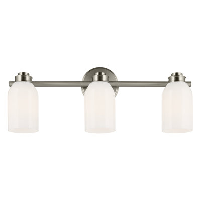 Éclairage pour salle de bain 3 lumières 24,25 po avec verre opale blanc
