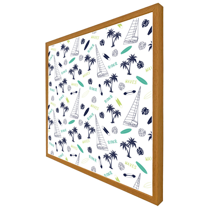 Trevett Waves Rider 1 Piece Single Picture Frame Wall Art, 76cm H x 76cm W x 4cm D, Oak Framed