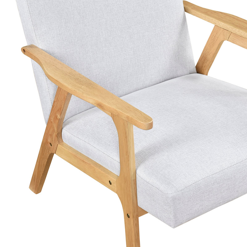 Chaise rembourrée en tissu contemporaine avec finition naturelle et capacité de 300 lb., Gris, Naturel
