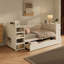 Lit de jour simple en bois blanc avec tablettes latérales et tiroirs, lit de rangement avec bureau multifonctionnel et station de charge
