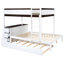 Lit superposé peu encombrant avec lit gigogne simple, bureau, blanc et rangement en noyer, lit gigogne et prises de courant