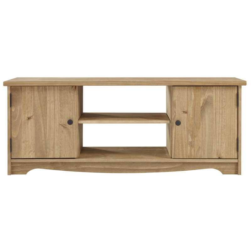 Meuble télé en bois massif pour téléviseur de 58 po ou moins Piumafua, Beige