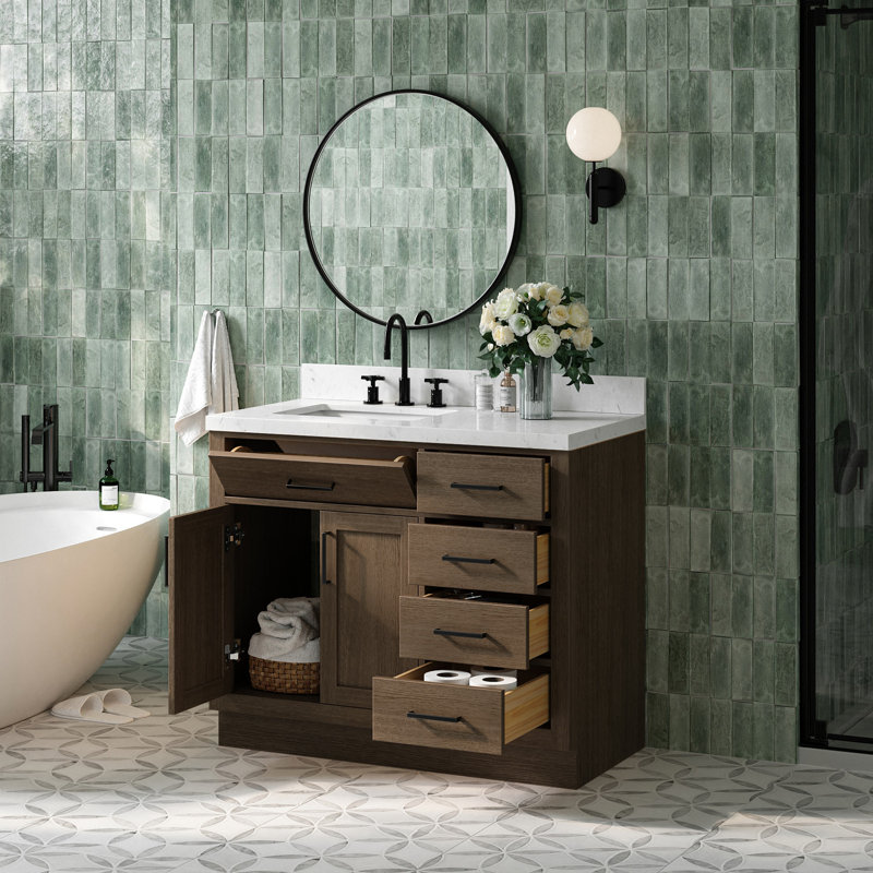 42" Single Bathroom Vanity Base only, Natural Oak