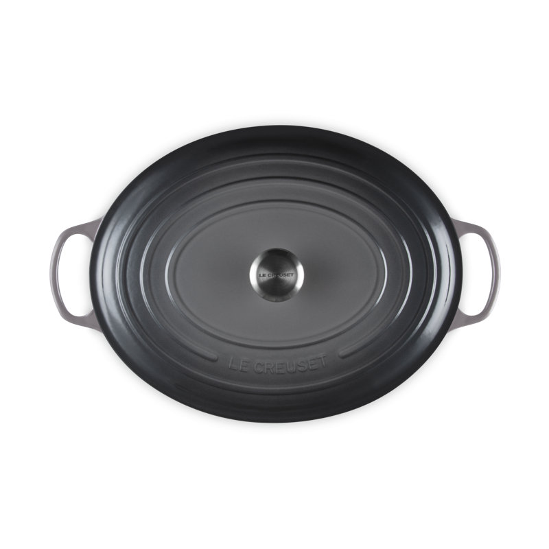 Le Creuset Enameled Cast Iron Oval Dutch Oven with Lid, 15.5 quarts, Oyster/Silver