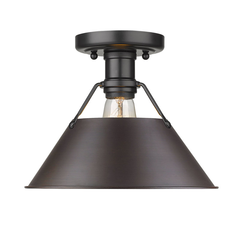 Plafonnier encastré à une lumière de 10 po Weatherford, Bronze huilé, Noir mat