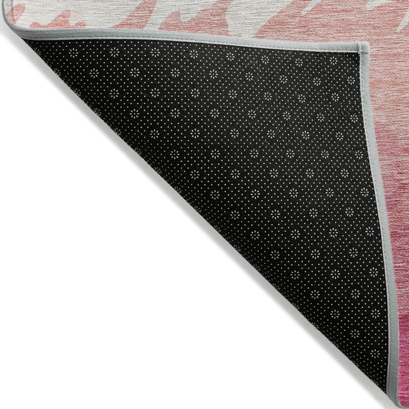 Tapis intérieur lavable rayé rose et ivoire 3 pi x 5 pi