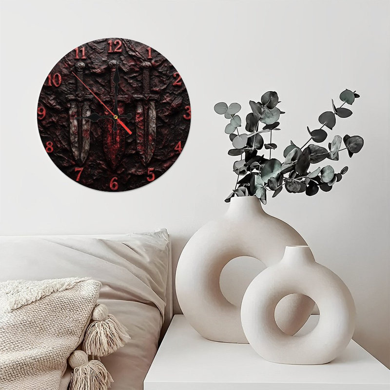 Horloge noire avec des épées