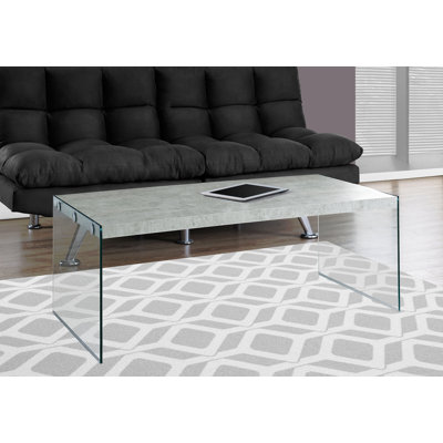 Coffee Table, Accent, Cocktail, Rectangular, Living Room, 44"L, Glossy  Laminate, Clear Tempe Glass, Contemporary, Modern