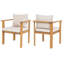 Chaises de salle à manger de patio moderne, finition en bois de teck d'acacia, rembourré pour l'extérieur