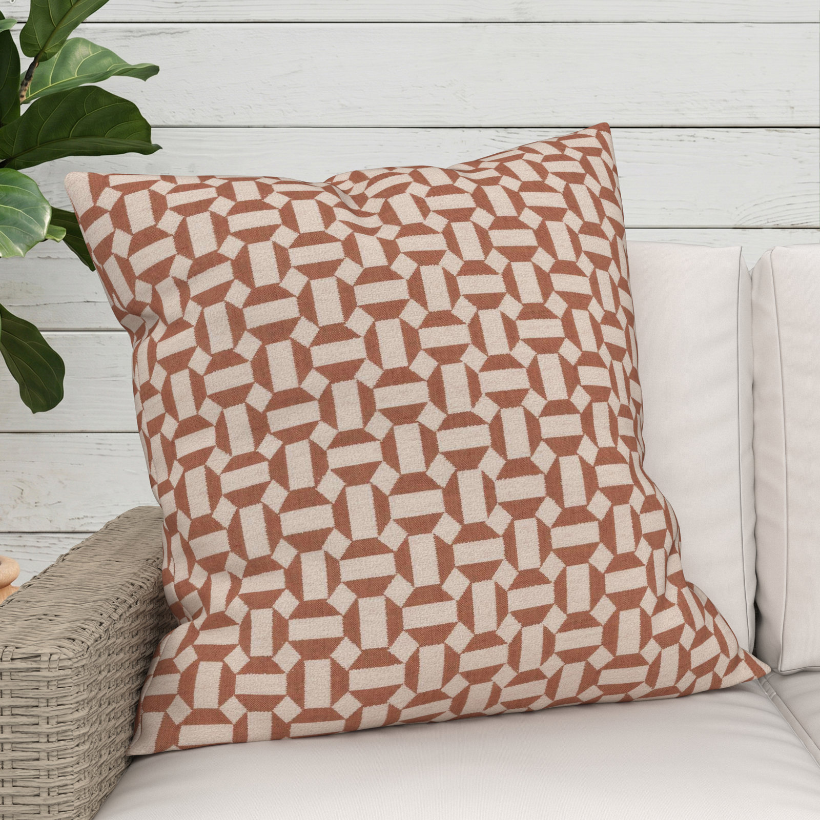 Kacy Sunbrella® Throw Pillow, Assemble Clay, 24 x 24 x 3