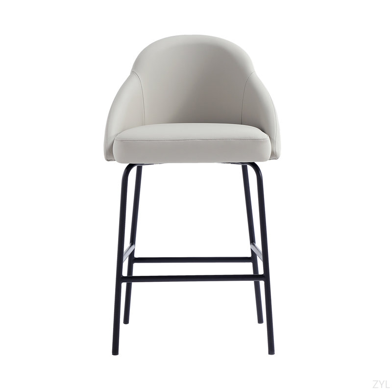 Tabouret de comptoir rembourré en métal Gracie, Noir, Noir