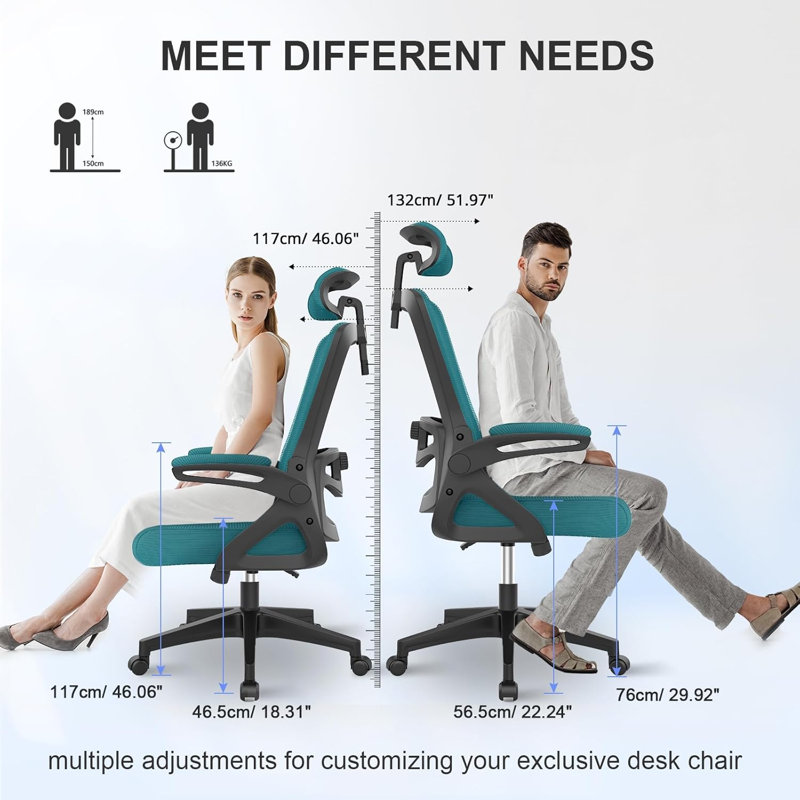 Inbox Zero Office Chair, Lake Blue