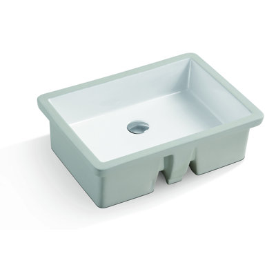 A&E Bath And Shower Depths 15.5'' Glossy White Ceramic Rectangular Bathroom Sink with Overflow